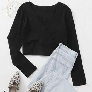 SHEIN Plus Solid Black Long Sleeve Shirt